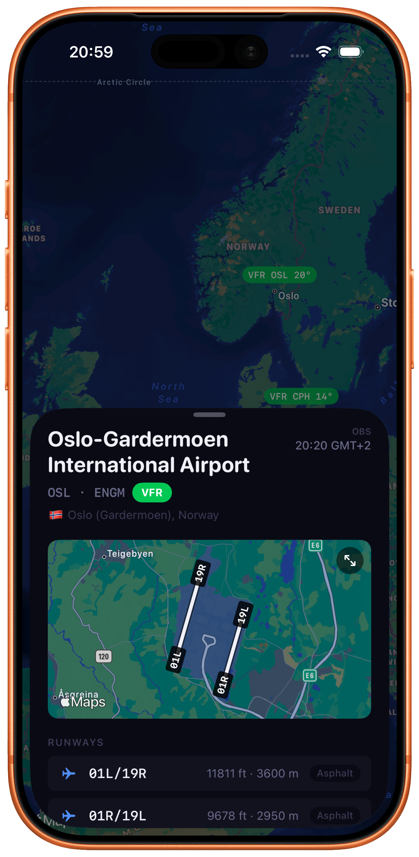 Windshear weather map with airport conditions